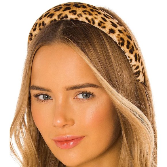 Loeffler Randall Accessories - Loeffler Randall Bette Velvet Puffy Headband in Leopard Animal Print